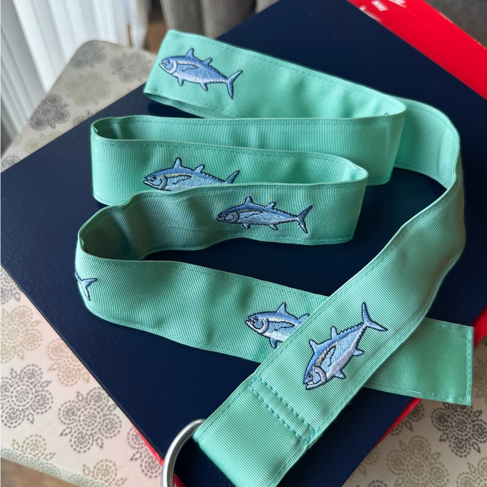 Fish Embroidered Mint Belt